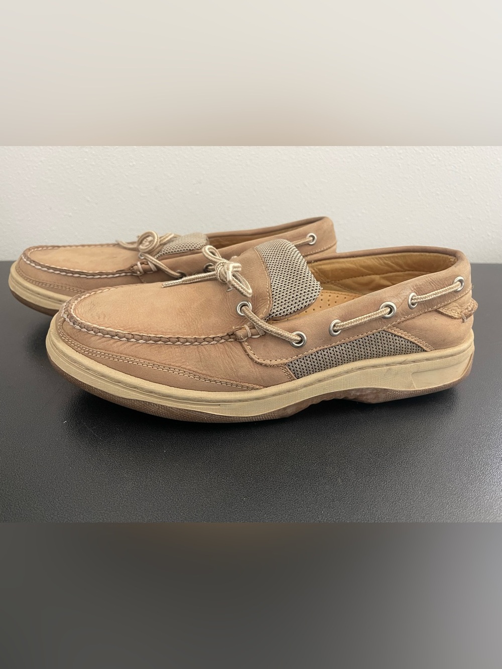 Cabela’s Men's Tan Leather Slip-On Boat Shoes